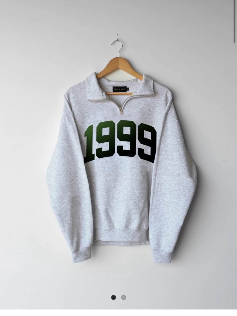 Light Gray 1/4 Zip Sweatshirt with '1999' Chest Graphic
